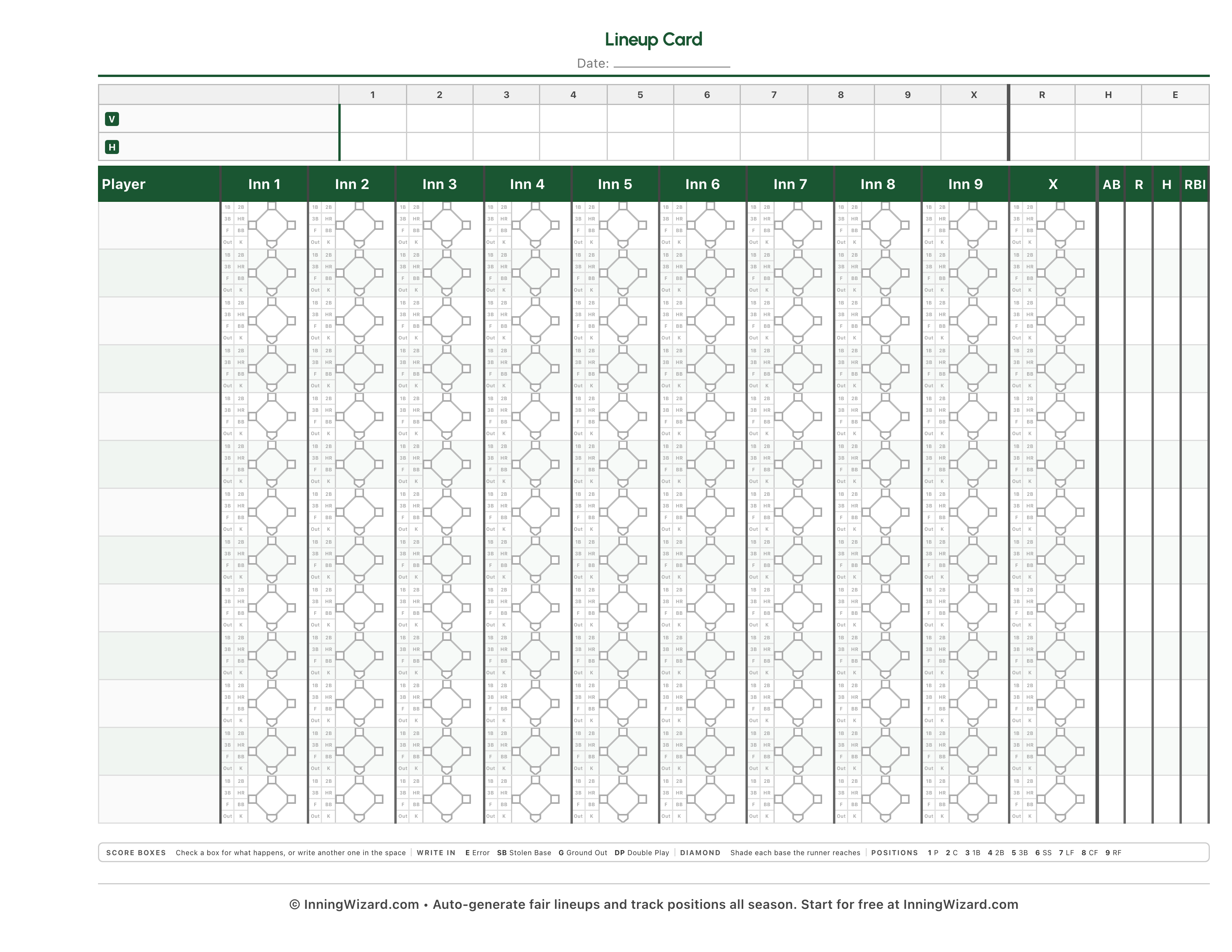 Landscape 9-inning with extra inning column preview